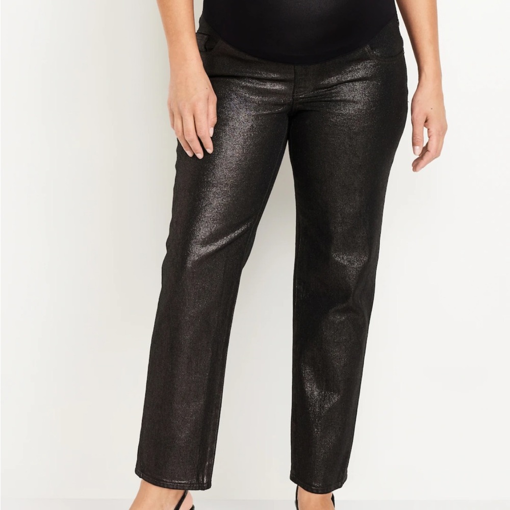 Old Navy Women's Straight Leg Jeans - Shimmering Black